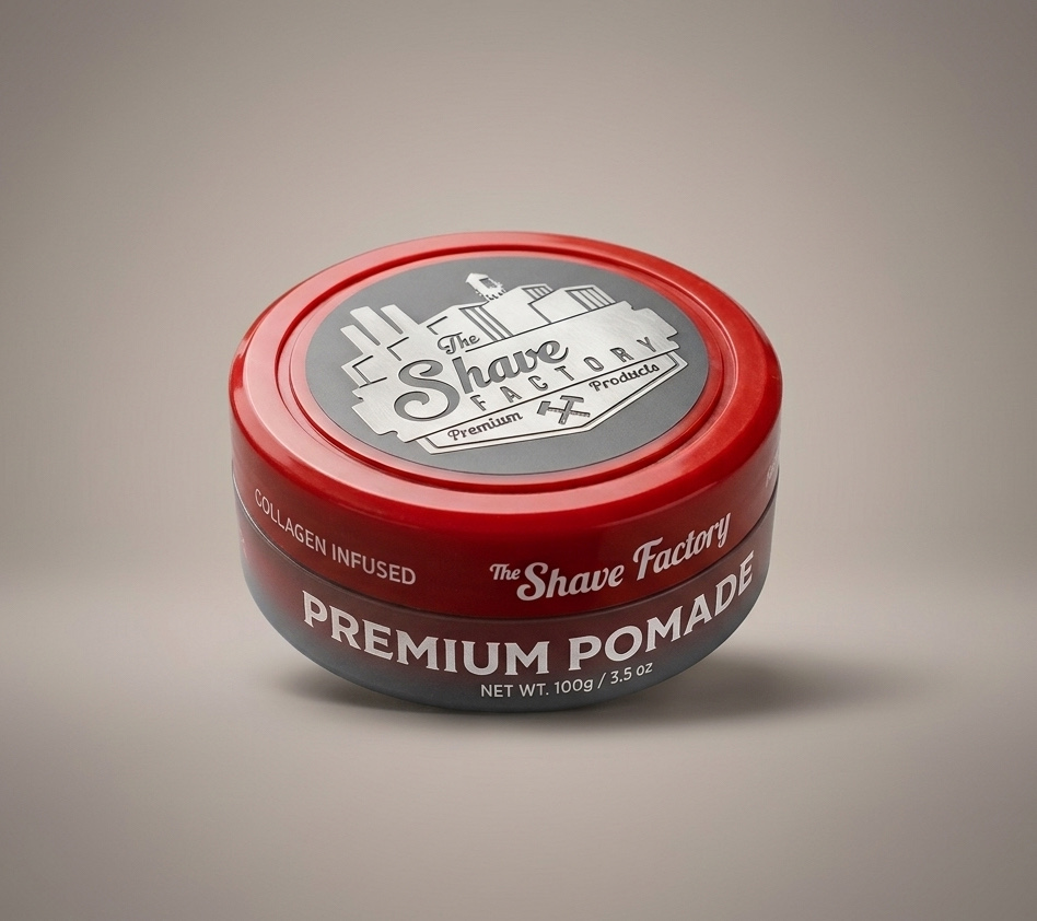 Potten pomade van dichtbij, rood en blauw naast elkaar